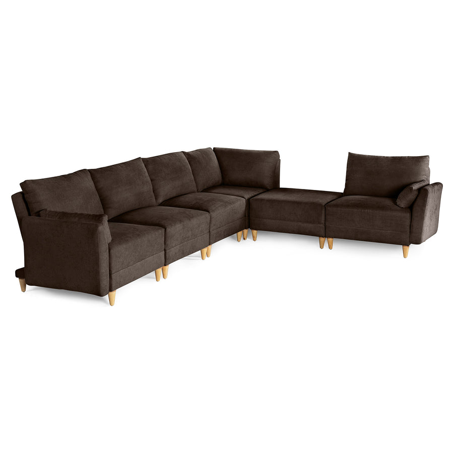 Sala De 6 Modulos Makora Everyn Memory Foam Chocolate Chenil Respaldo Reclinable De 3 Posiciones