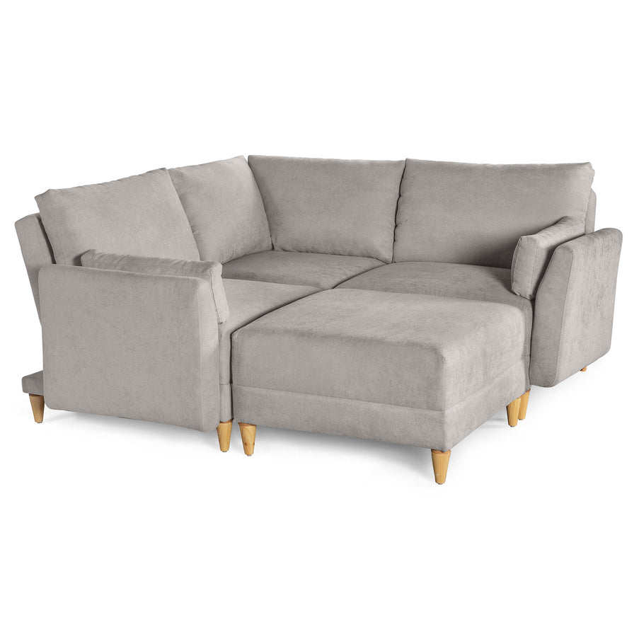 Sala De 4 Modulos Makora Everyn Memory Foam Grey Chenil Respaldo Reclinable De 3 Posiciones