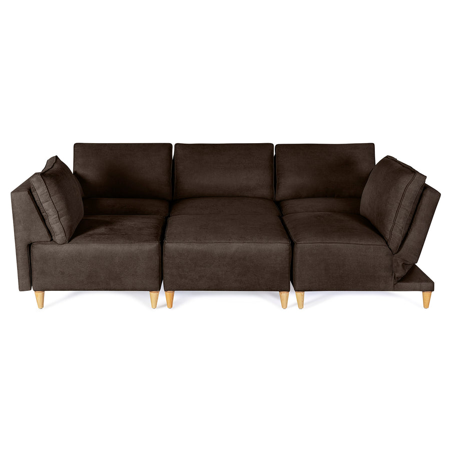 Sala De 6 Modulos Makora Morelli Memory Foam Chocolate Chenil Respaldo Reclinable De 3 Posiciones