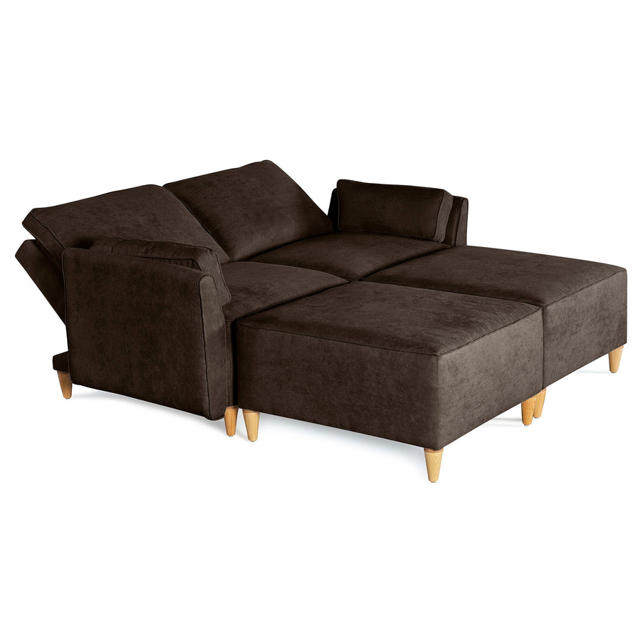 Sala De 4 Modulos Makora Morelli Memory Foam Chocolate Chenil Respaldo Reclinable De 3 Posiciones