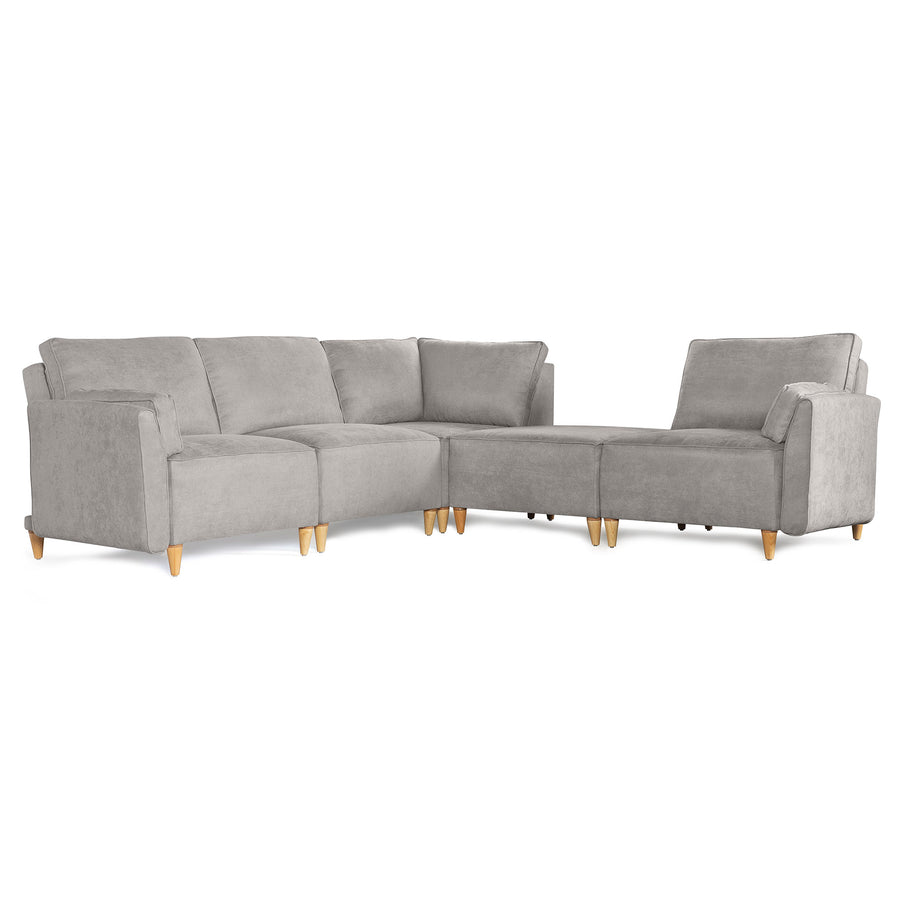 Sala De 5 Modulos Makora Morelli Memory Foam Grey Chenil Respaldo Reclinable De 3 Posiciones