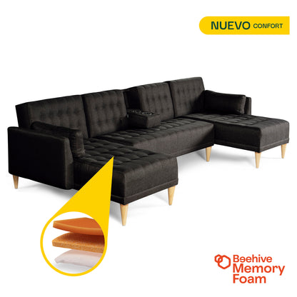 Sala Modular Doble Chaise Boyd Color Negro