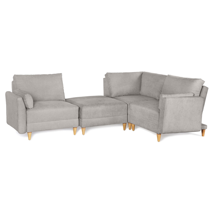Sala De 4 Modulos Makora Everyn Memory Foam Grey Chenil Respaldo Reclinable De 3 Posiciones
