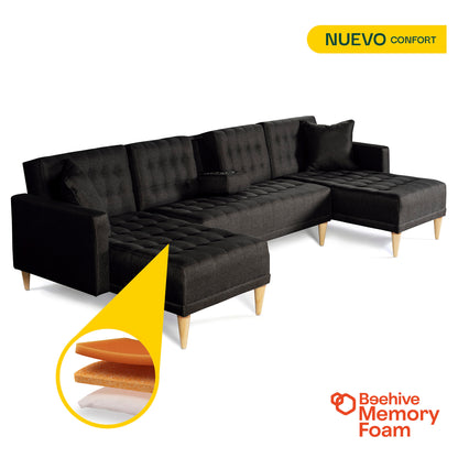 Sala Modular Doble Chaise Marietta Color Negro