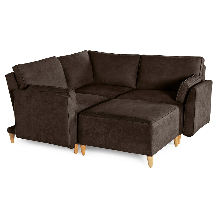 Sala De 4 Modulos Makora Morelli Memory Foam Chocolate Chenil Respaldo Reclinable De 3 Posiciones