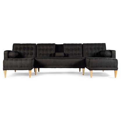 Sala Modular Doble Chaise Brandon Negro