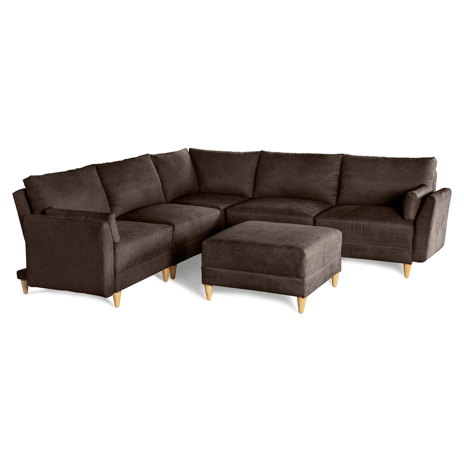 Sala De 6 Modulos Makora Everyn Memory Foam Chocolate Chenil Respaldo Reclinable De 3 Posiciones