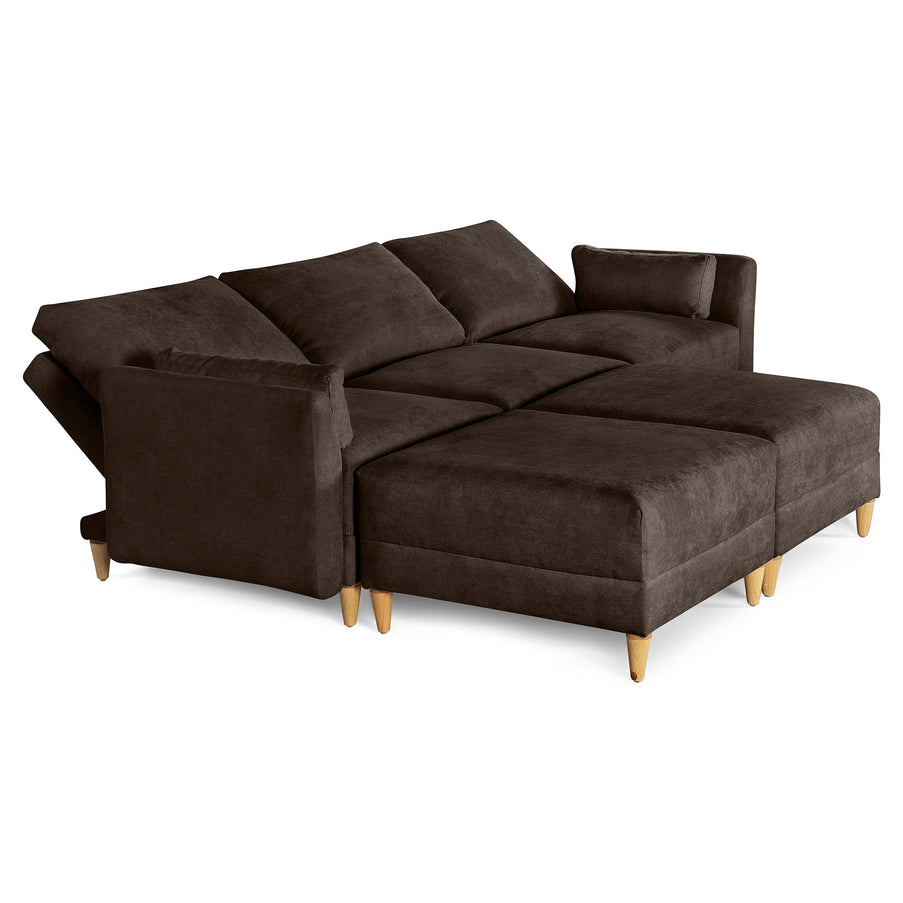 Sala De 5 Modulos Makora Everyn Memory Foam Chocolate Chenil Respaldo Reclinable De 3 Posiciones