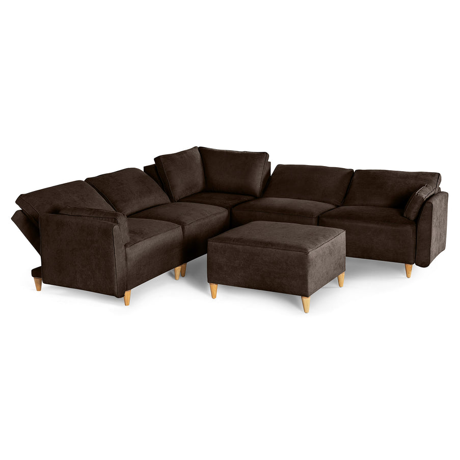 Sala De 6 Modulos Makora Morelli Memory Foam Chocolate Chenil Respaldo Reclinable De 3 Posiciones