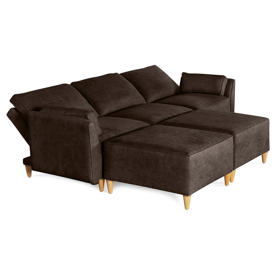 Sala De 5 Modulos Makora Morelli Memory Foam Chocolate Chenil Respaldo Reclinable De 3 Posiciones
