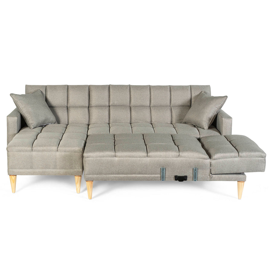 Sala Modular Doble Chaise Travis Color Gris Claro