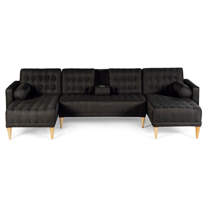 Sala Modular Doble Chaise Brandon Negro
