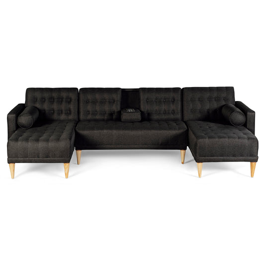 Sala Modular Doble Chaise Brandon Negro