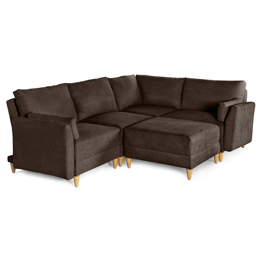Sala De 5 Modulos Makora Everyn Memory Foam Chocolate Chenil Respaldo Reclinable De 3 Posiciones