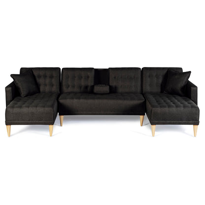 Sala Modular Doble Chaise Marietta Color Negro