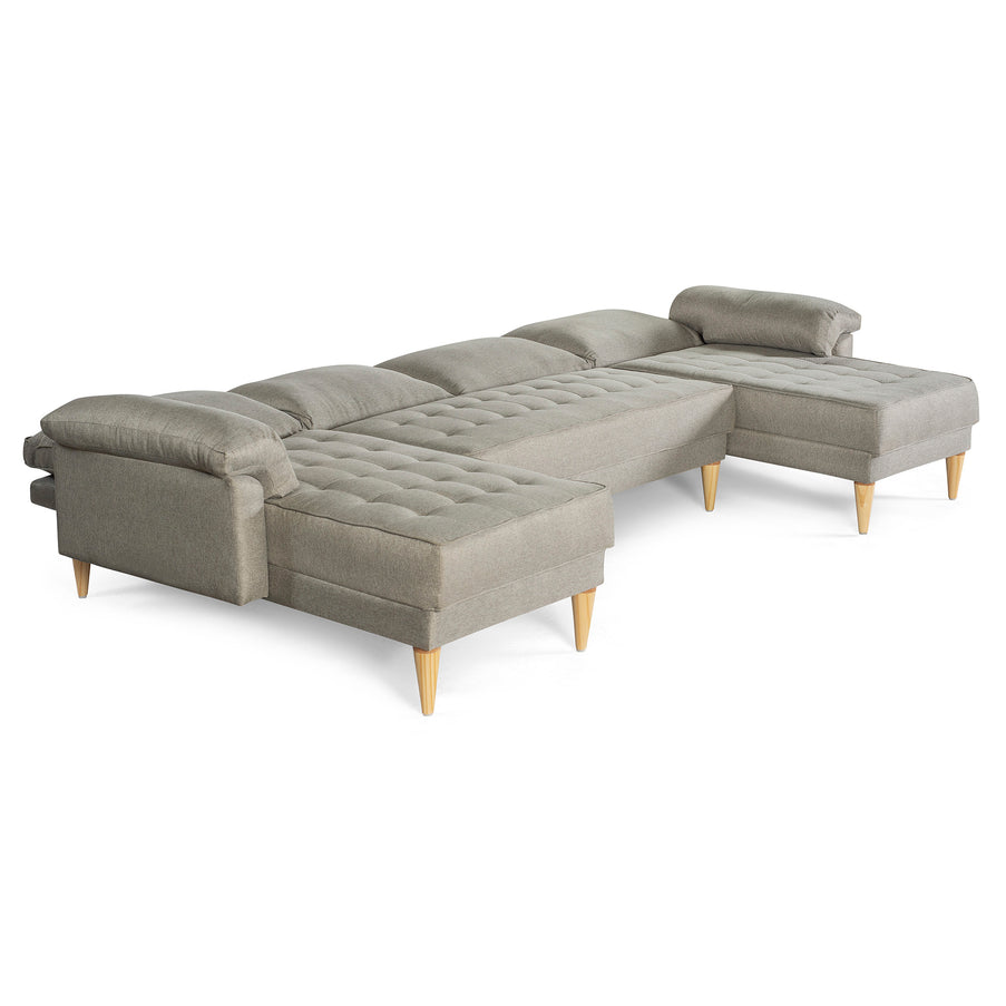 Sala Modular Doble Chaise Salazar Color Gris Claro