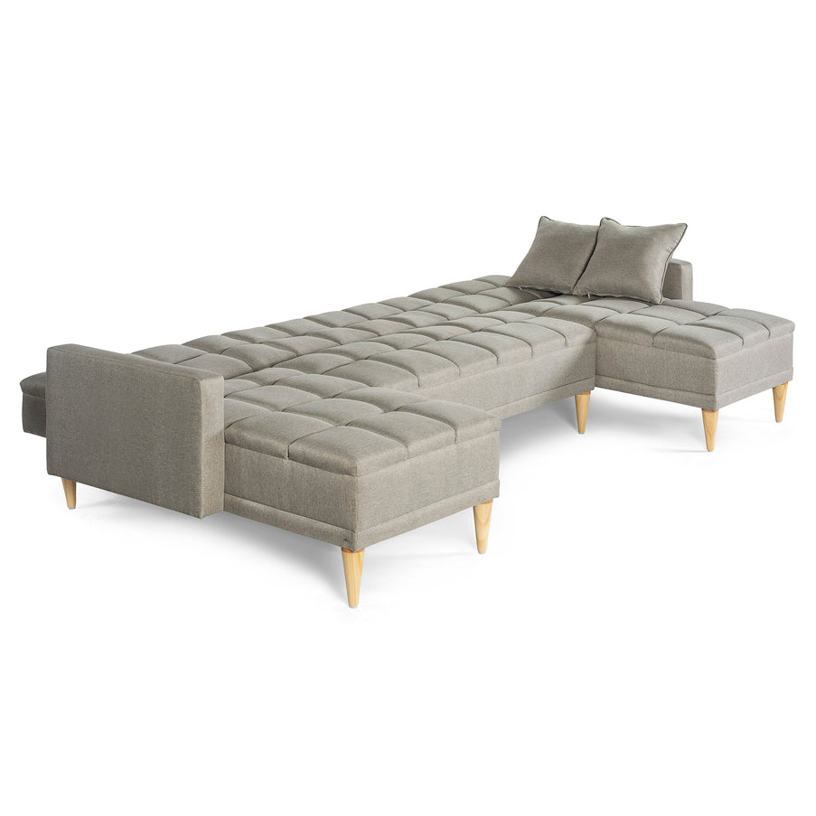 Sala Modular Doble Chaise Travis Color Gris Claro