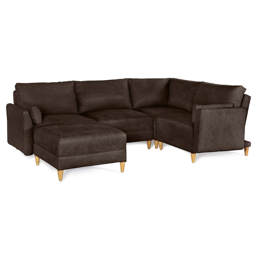 Sala De 5 Modulos Makora Everyn Memory Foam Chocolate Chenil Respaldo Reclinable De 3 Posiciones