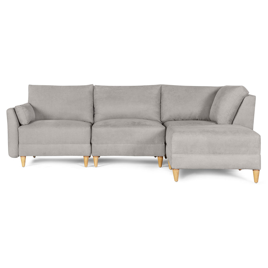 Sala De 4 Modulos Makora Everyn Memory Foam Grey Chenil Respaldo Reclinable De 3 Posiciones