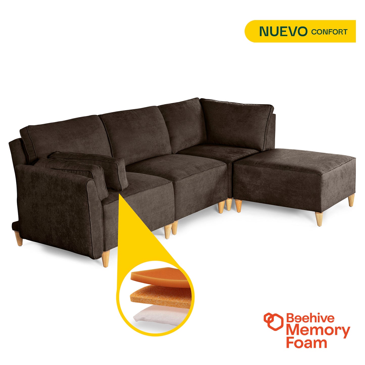 Sala modular Everyn de 6 modulos Color Chocolate