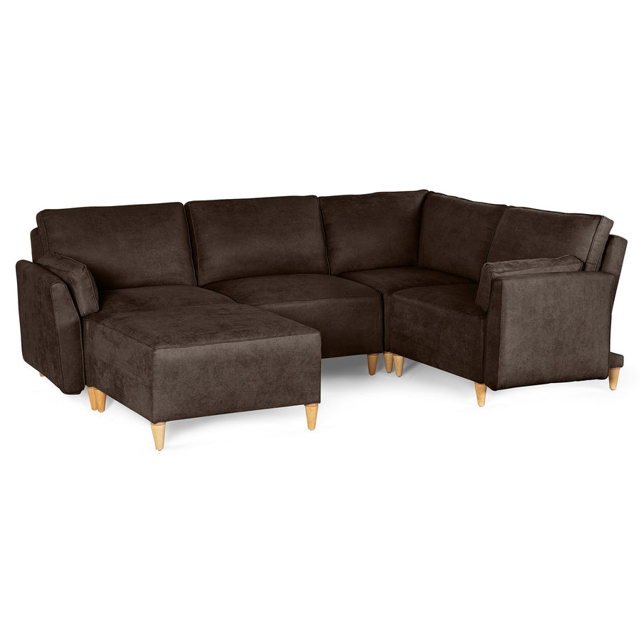 Sala De 5 Modulos Makora Morelli Memory Foam Chocolate Chenil Respaldo Reclinable De 3 Posiciones