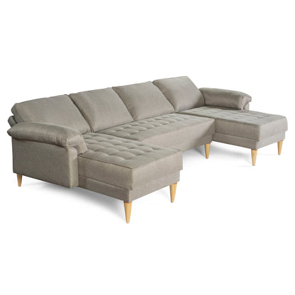 Sala Modular Doble Chaise Salazar Color Gris Claro