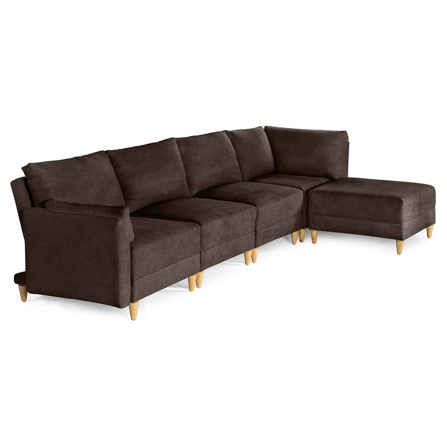 Sala De 5 Modulos Makora Everyn Memory Foam Chocolate Chenil Respaldo Reclinable De 3 Posiciones