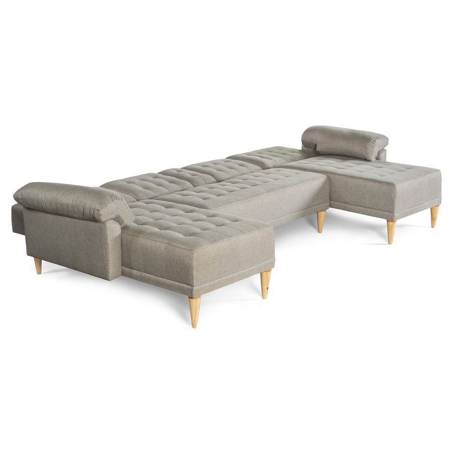 Sala Modular Doble Chaise Barker Color Gris Claro