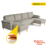 Sala Modular Doble Chaise Salazar Color Gris Claro
