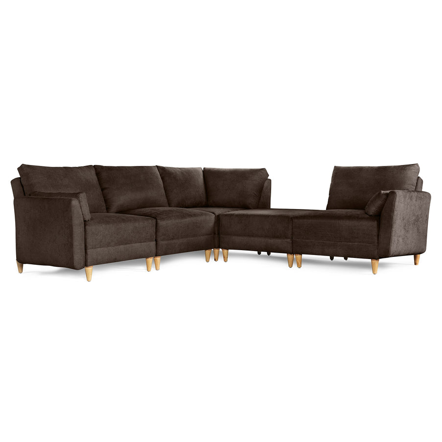 Sala De 5 Modulos Makora Everyn Memory Foam Chocolate Chenil Respaldo Reclinable De 3 Posiciones