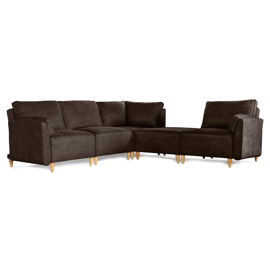 Sala De 5 Modulos Makora Morelli Memory Foam Chocolate Chenil Respaldo Reclinable De 3 Posiciones