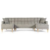 Sala Modular Doble Chaise Travis Color Gris Claro