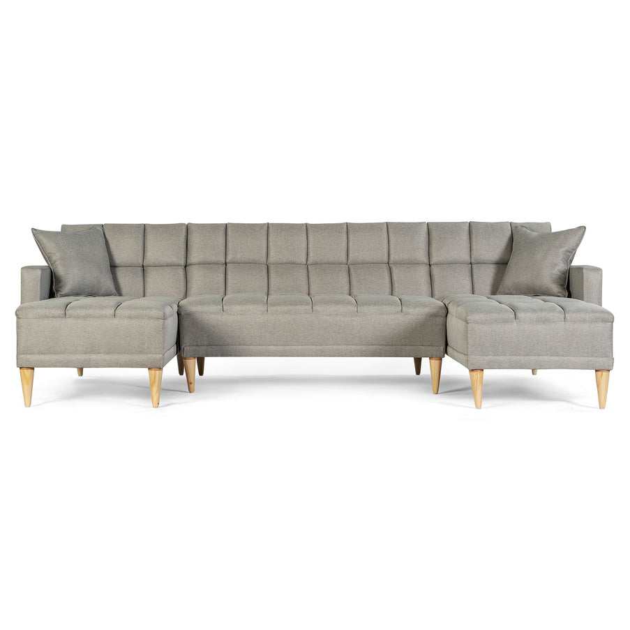 Sala Modular Doble Chaise Travis Color Gris Claro