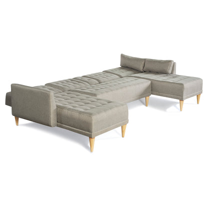 Sala Modular Doble Chaise Boyd Color Gris Claro