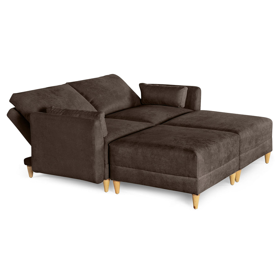 Sala De 4 Modulos Makora Everyn Memory Foam Chocolate Chenil Respaldo Reclinable De 3 Posiciones