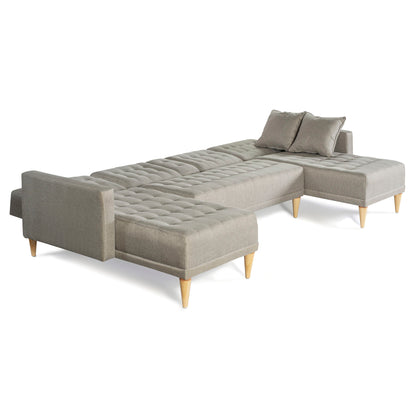 Sala Modular Doble Chaise Marietta Color Gris Claro