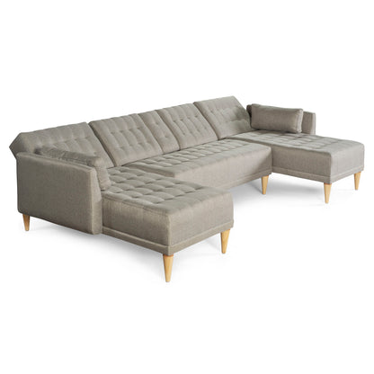 Sala Modular Doble Chaise Boyd Color Gris Claro
