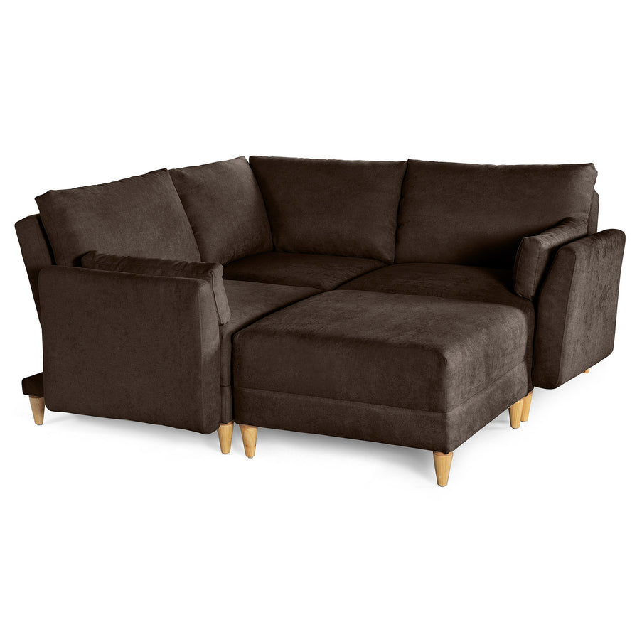 Sala De 4 Modulos Makora Everyn Memory Foam Chocolate Chenil Respaldo Reclinable De 3 Posiciones