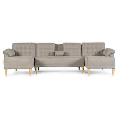 Sala Modular Doble Chaise Barker Color Gris Claro