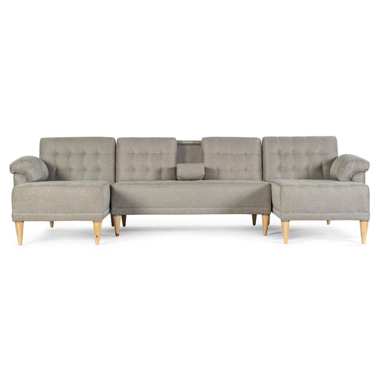 Sala Modular Doble Chaise Barker Color Gris Claro