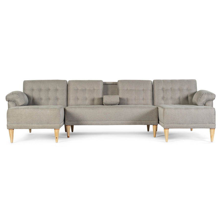 Sala Modular Doble Chaise Barker Color Gris Claro