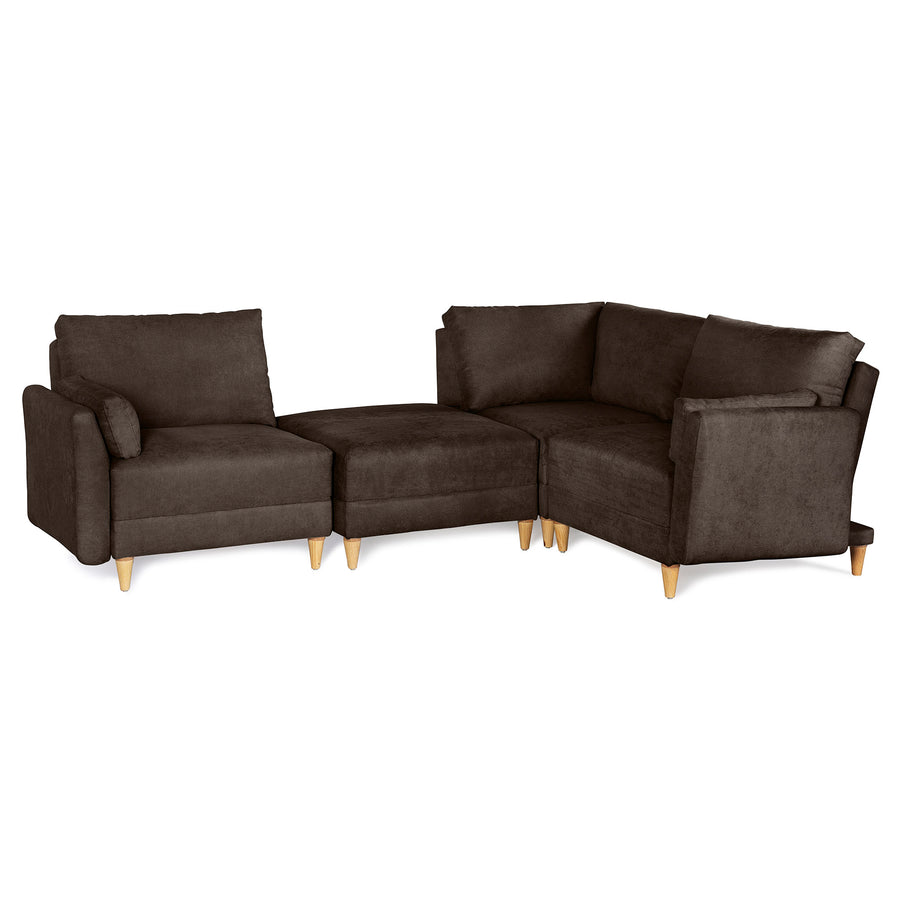 Sala De 4 Modulos Makora Everyn Memory Foam Chocolate Chenil Respaldo Reclinable De 3 Posiciones