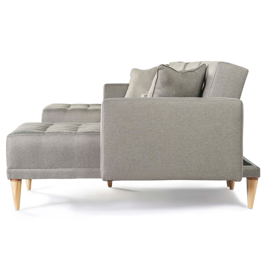 Sala Modular Doble Chaise Marietta Color Gris Claro