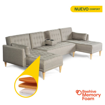 Sala Modular Doble Chaise Boyd Color Gris Claro