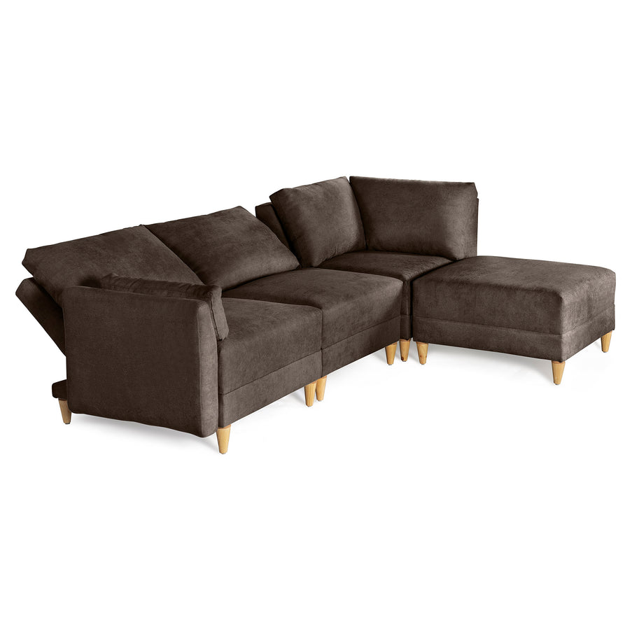 Sala De 4 Modulos Makora Everyn Memory Foam Chocolate Chenil Respaldo Reclinable De 3 Posiciones