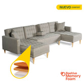 Sala Modular Doble Chaise Marietta Color Gris Claro