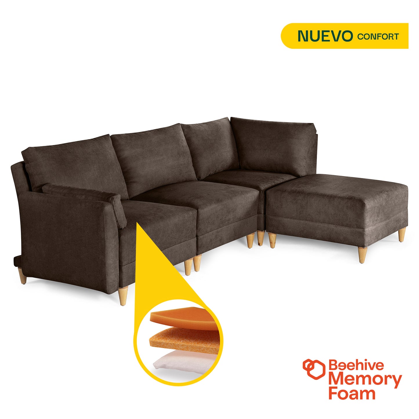 Sala modular Everyn 4 modulos Color Chocolate