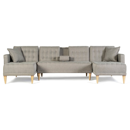 Sala Modular Doble Chaise Marietta Color Gris Claro