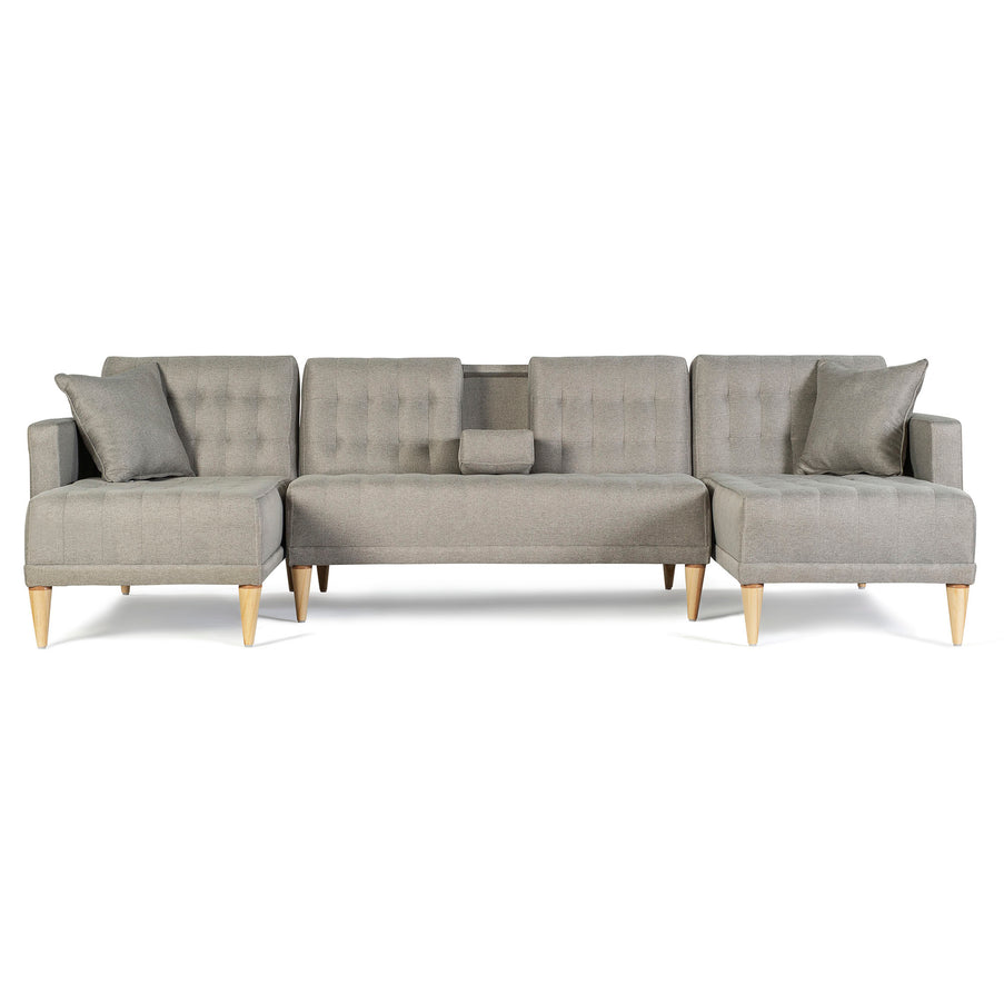 Sala Modular Doble Chaise Marietta Color Gris Claro