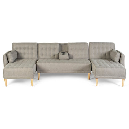 Sala Modular Doble Chaise Boyd Color Gris Claro